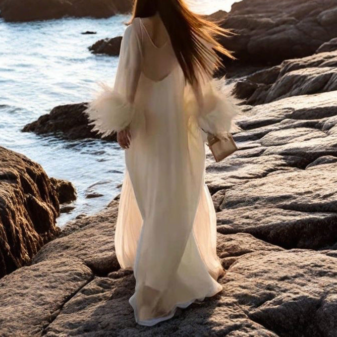 2025 White Chinese Fairy Set Temperament Sweater Dress Gentle New Spring Two-piece Set Women