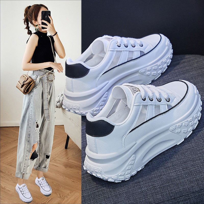 2025 Korean version of summer new dad women's shoes ins tide student breathable sports shoes thick sole heightening casual Q009
