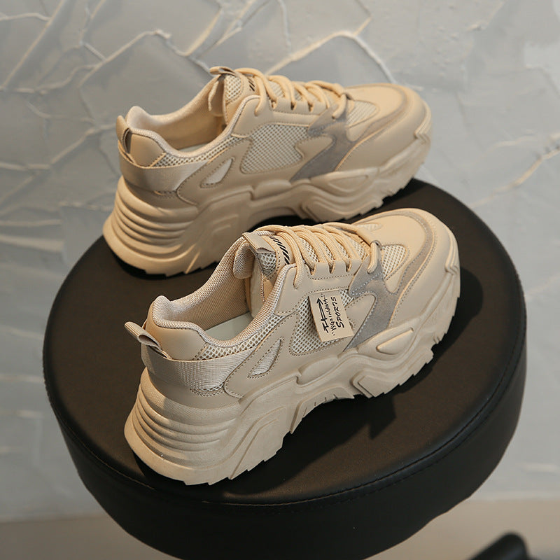 2025 ins Korean version of the new dad shoes for women spring student versatile sports shoes street shooting casual heightening shoes K819