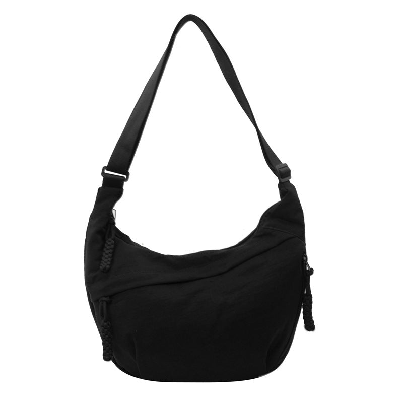 XIANGTUIBAO Spring New All-Match Shoulder Bag Travel Messenger Bag Washed Wrinkled Nylon Retro Casual and Lightweight Dumpling Bag
