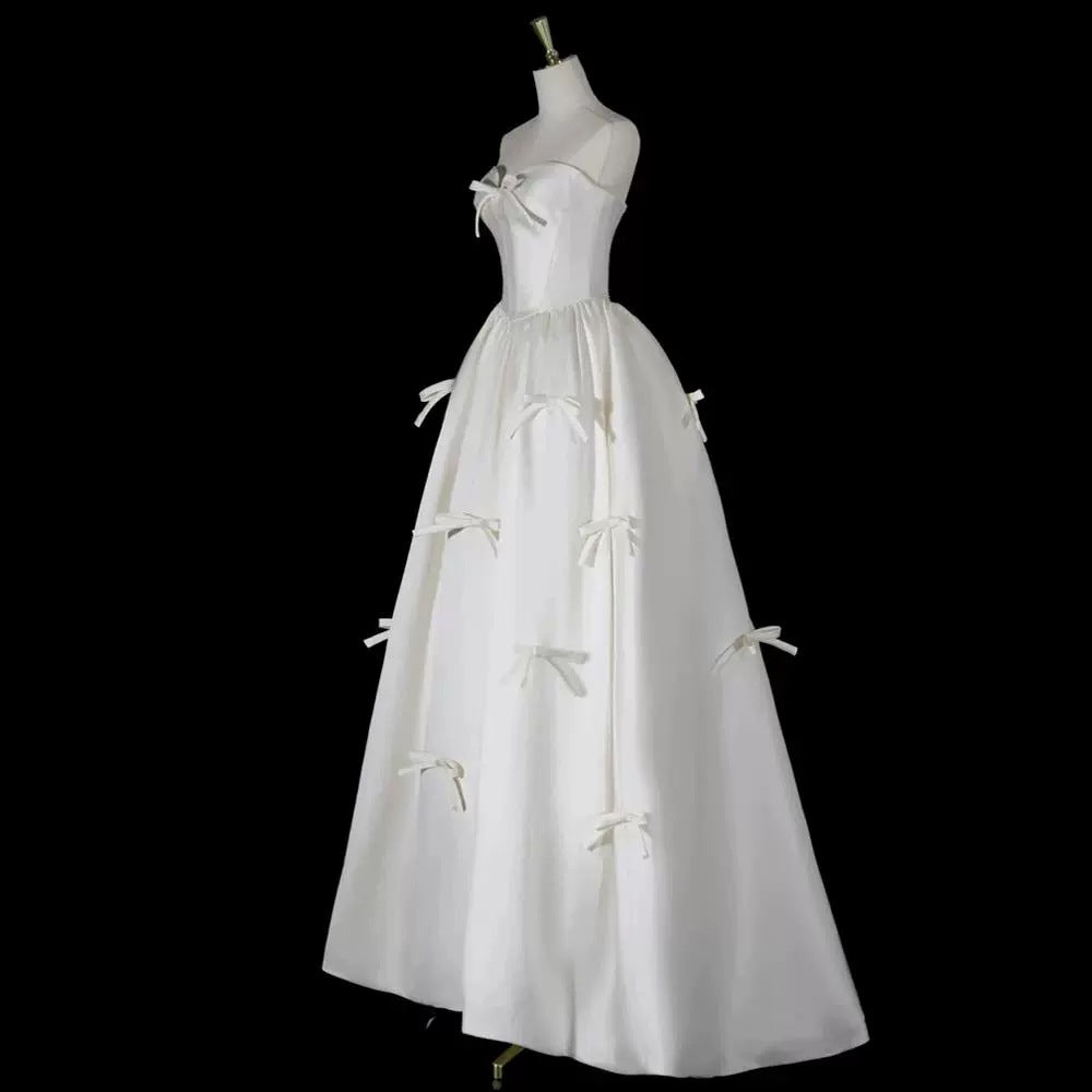 2025 Super fairy satin light wedding dress new simple yarn white tube top bridal engagement dress welcome out