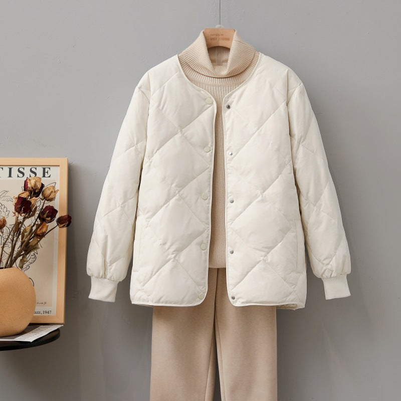 2023 early spring new diamond collarless small fragrance light short cotton clothes women's winter cotton clothes jacket