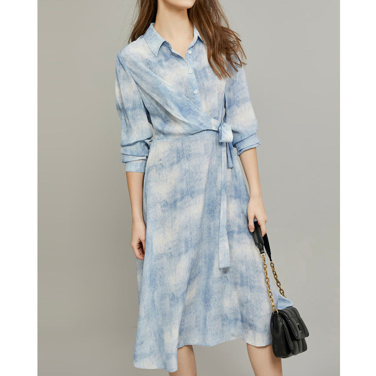 2025 silk shirt skirt, high-end mulberry silk dress, heavy women's clothing new summer medium and long models