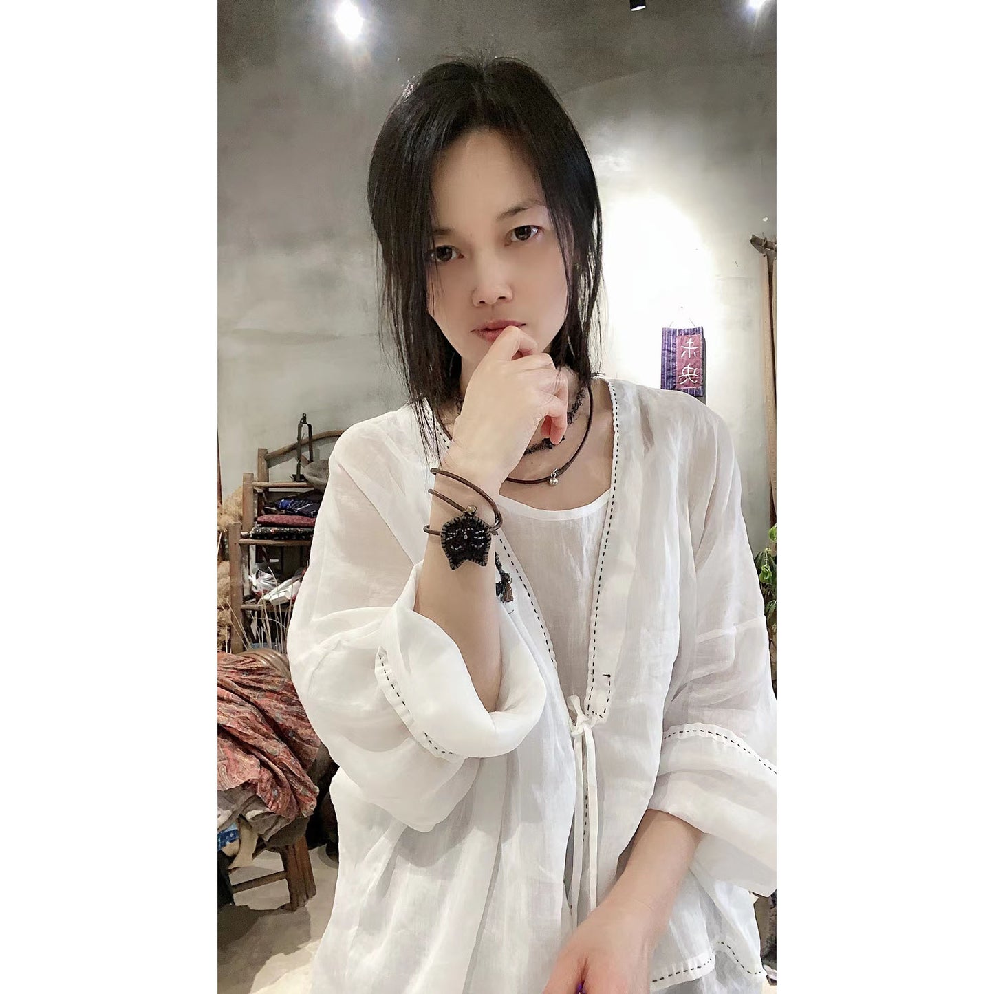 2025 22/4 constant tone, simple casual and light ramie spring and summer sunscreen clothing, solid color outer shirt