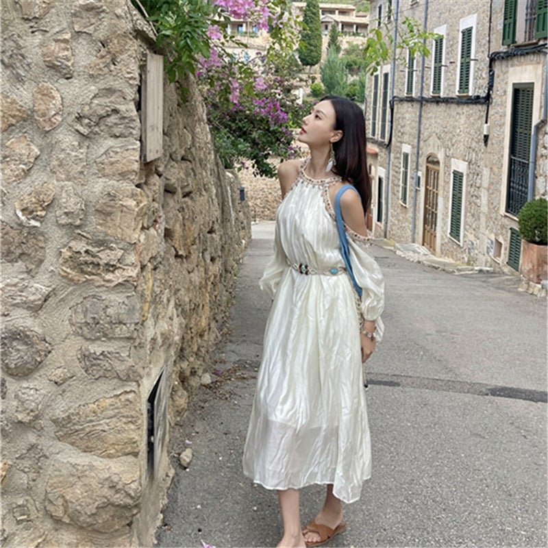 2025 Bohemian ethnic style seaside vacation dress children coffee break Xinjiang travel wear temperament dress
