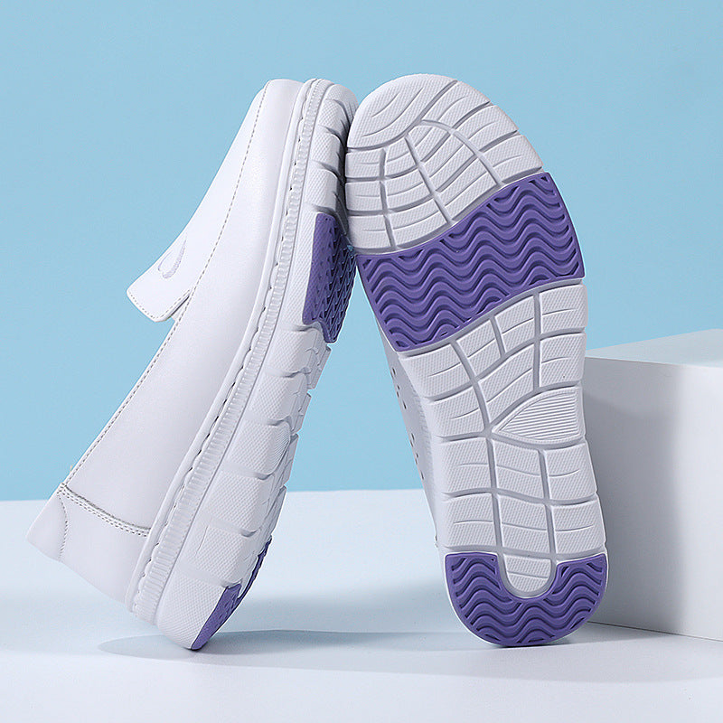 XIANGTUIBAO Nurse Shoes Women's Genuine Leather Women's Soft Bottom Breathable Deodorant Flat Non-Slip Hospital Work Shoes in Stock Wholesale Foreign Trade Cross-Border