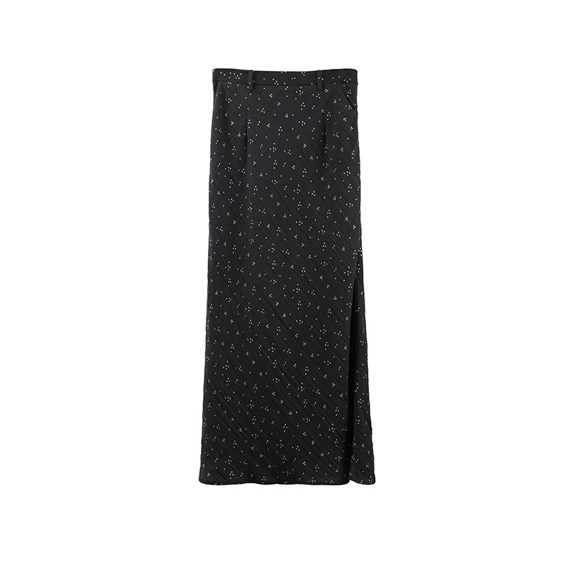 2025 THE MIND Tencel linen floral skirt 2025 summer new high waist thin versatile A-shaped skirt 019AX