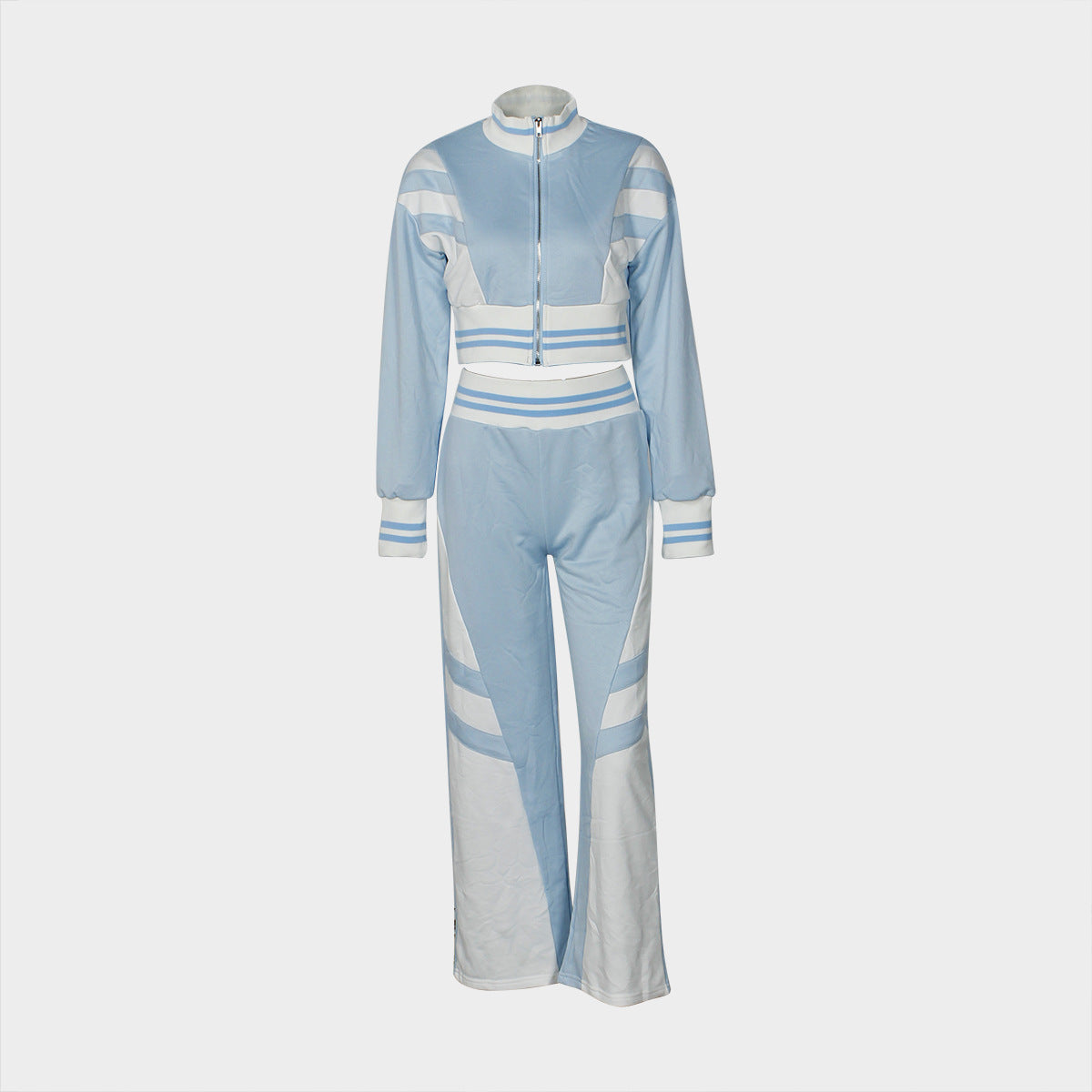 popular autumn new New fashion trends contrasting colors casual sports long-sleeved jacket top trousers set