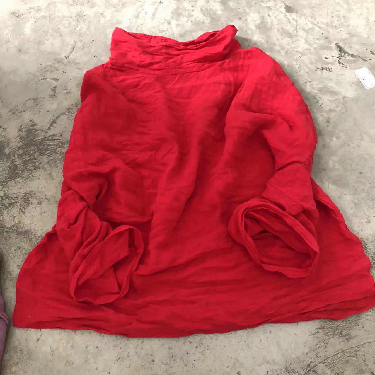 2025 23/9/Original/Literary retro turtleneck washed linen loose shoulder pullover