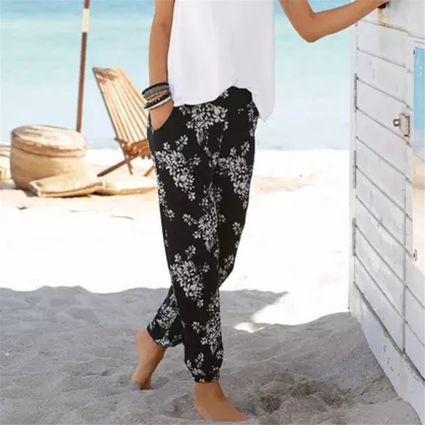 xiangtuibao Women's Casual Trousers Foreign Trade Popular Style Printed Trousers Street Fashion Straight Pants Casual Women Factory Direct Sales