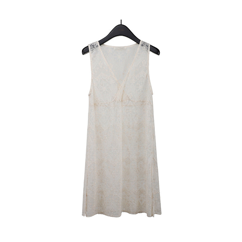 2025 THE MIND lace hollow blouse 2025 summer new design sense niche stacking suspender skirt 020AX