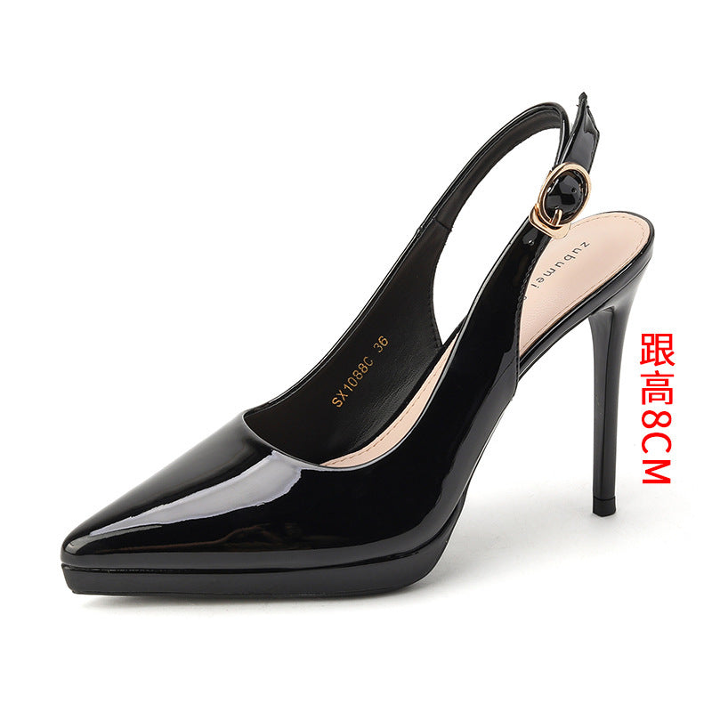 2025 8088C pointed thin heel high heels women's summer new sexy rear empty high heel sandals fairy style Korean version single shoes
