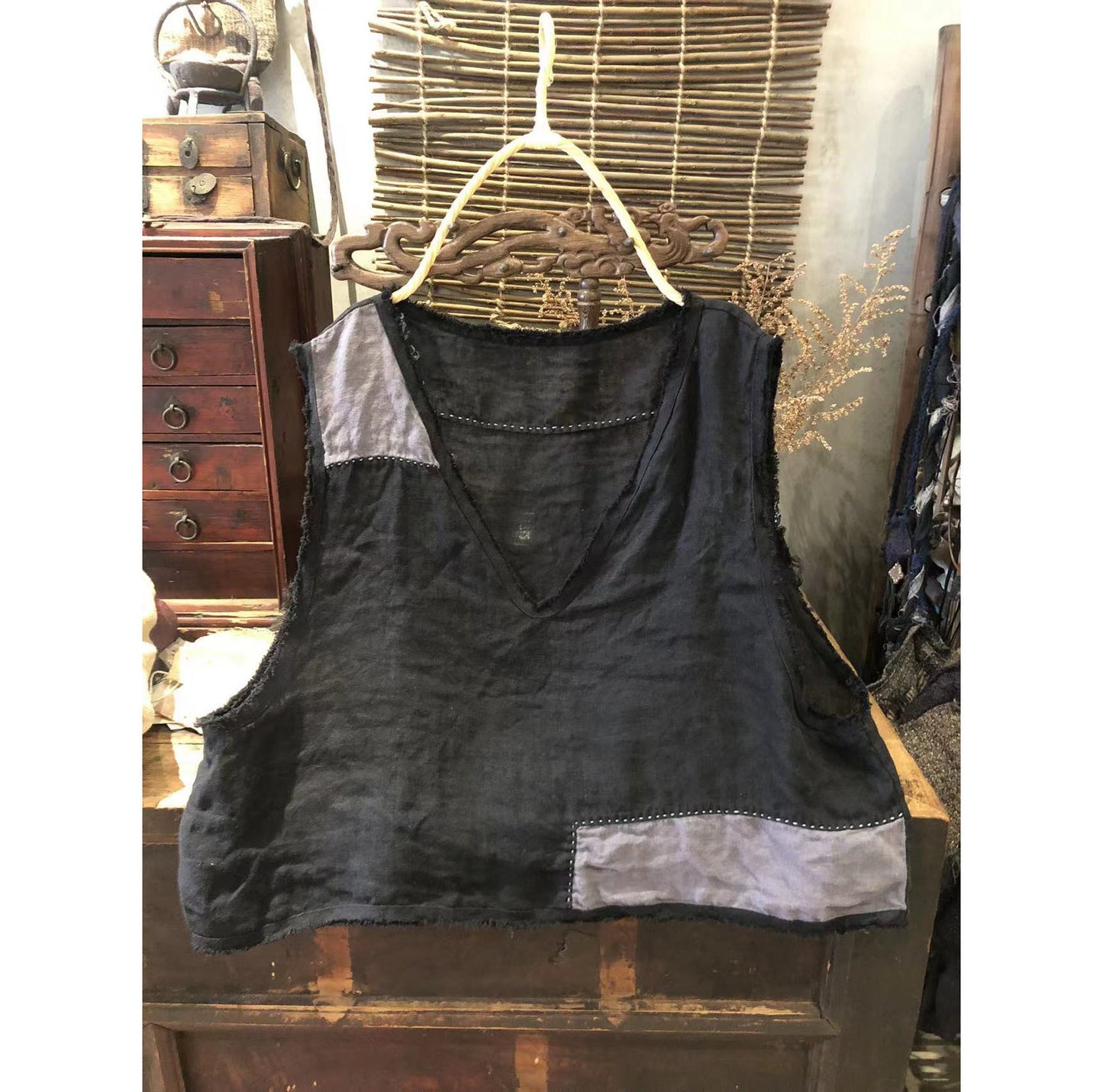 2025 22/8 Early Autumn Literary Retro Linen Loose Shoulder Bottom Turtleneck