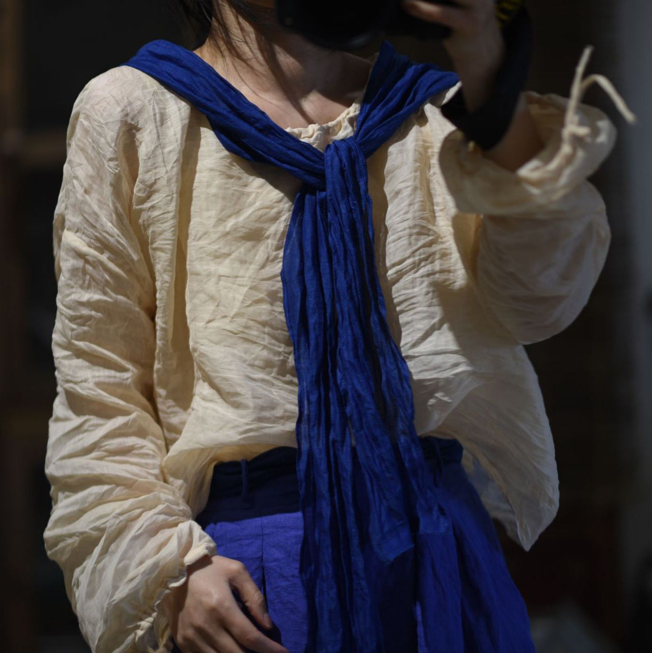 2025 24/3 SN43 spring literary and artistic versatile high-count ramie hand-buckled national style pullover linen shirt