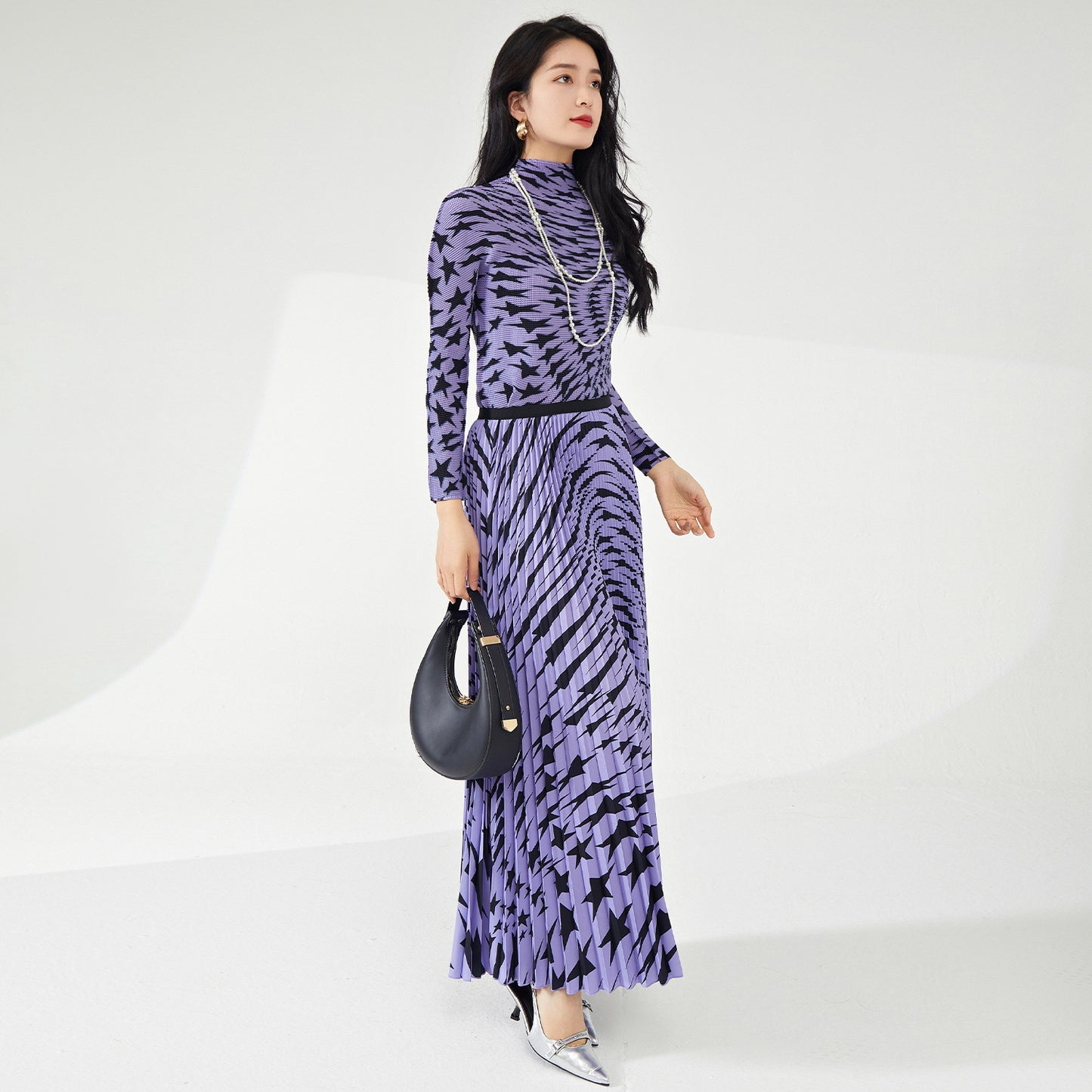 2025 Shenzhen Nanyou high-end women's clothing suit spring and summer new temperament printing fashion versatile T-shirt two-piece set