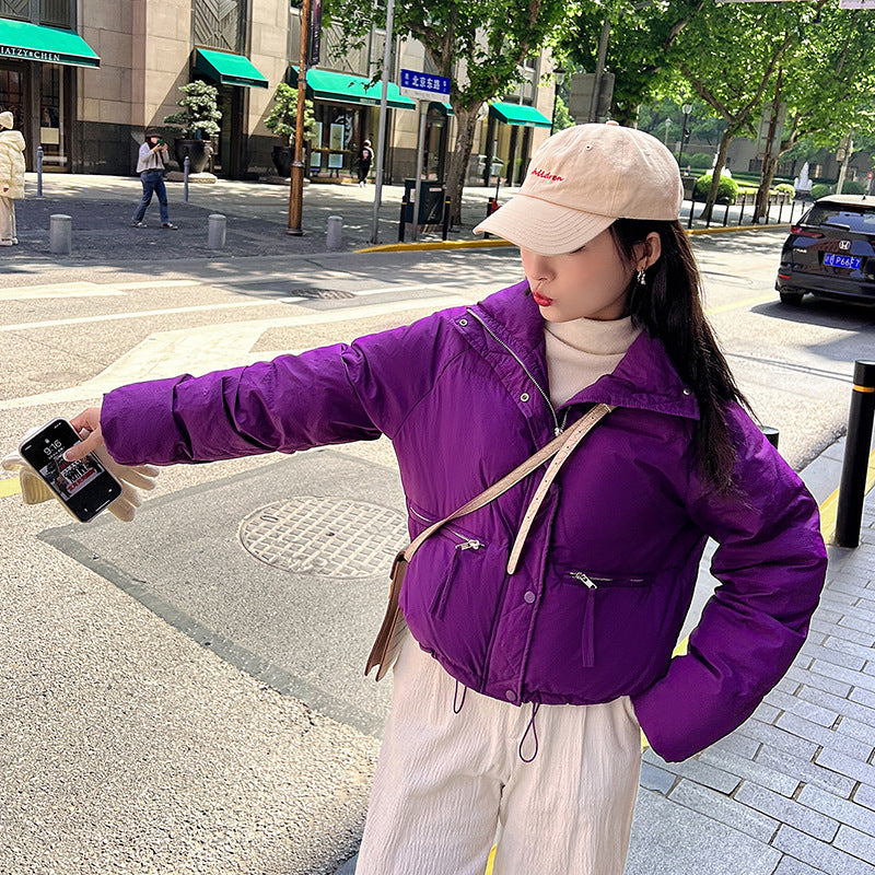 Short down cotton clothes for women's winter small people ins Hong Kong style thickened bread clothes design sense niche cotton clothes jacket tide