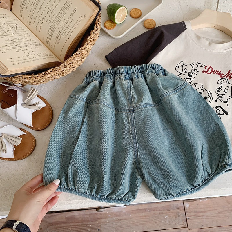 xiangtuibao Boys' Shorts Baby Pants New Children's Middle Pants Summer Loose Jeans Fashion Children's Cropped Pants