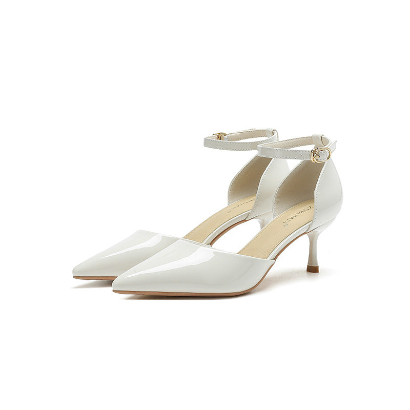 2025 811-6 one-word high heels with bag head women pointed thin heels 2025 summer new sexy hollow sandals women