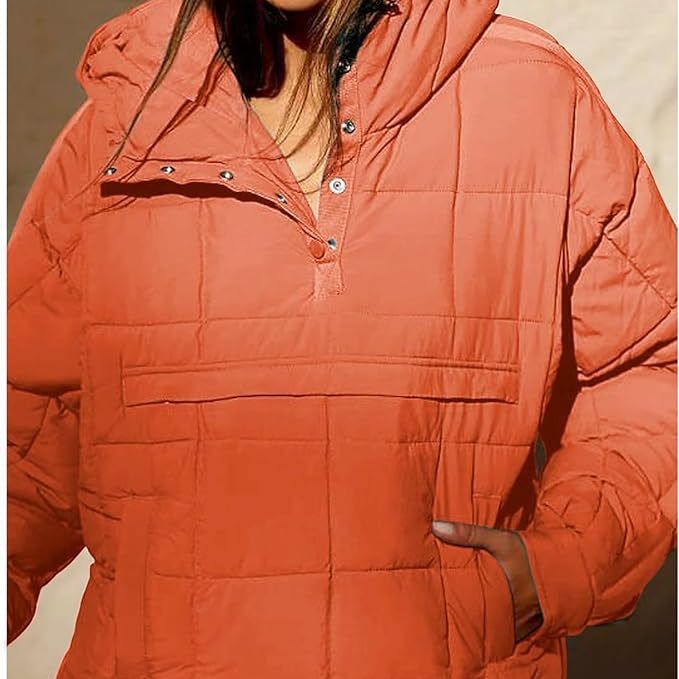 2023 Cross-border Autumn and Winter Solid Color Hooded Cotton Clothing Foldable Filled Pullover Pocket Long Sleeve Jacket Women