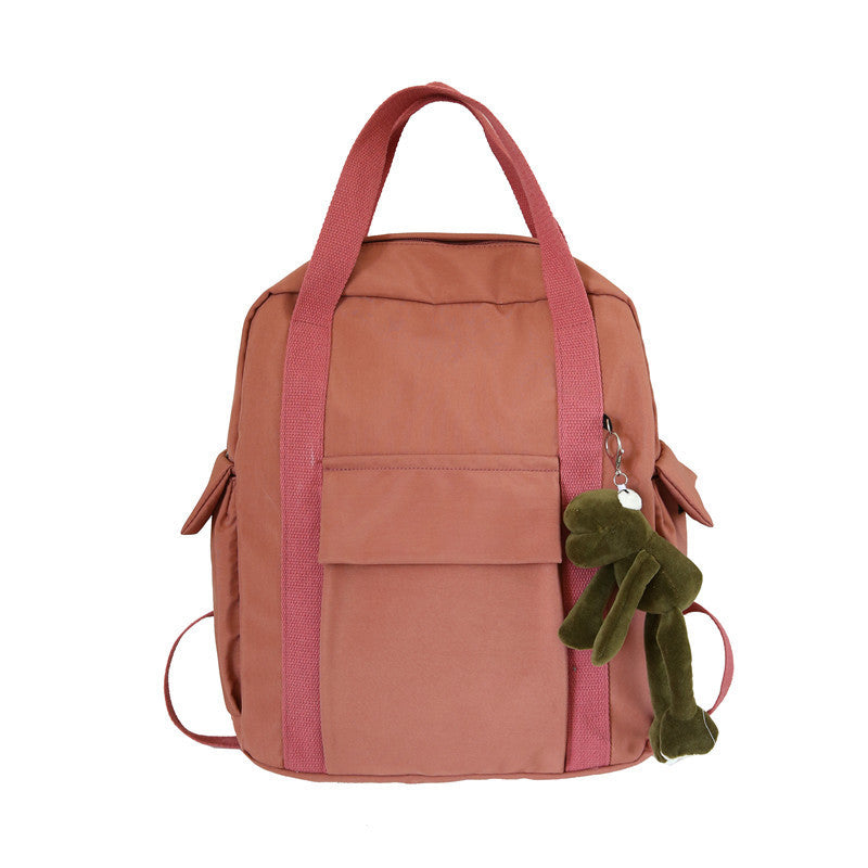 XIANGTUIBAO Solid Color Campus Schoolbag Men's and Women's Portable College Style Fashionable Simple Backpack Hong Kong Style Casual Backpack
