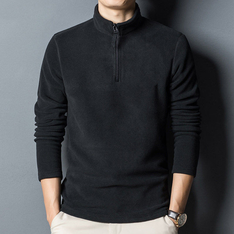 xiangtuibao Reversible Fleece Keep Warm Zipper Half Height Collar Solid Sporting Fashion Man Sweatshirt Pullover Grey Long Sleeve Male Coat