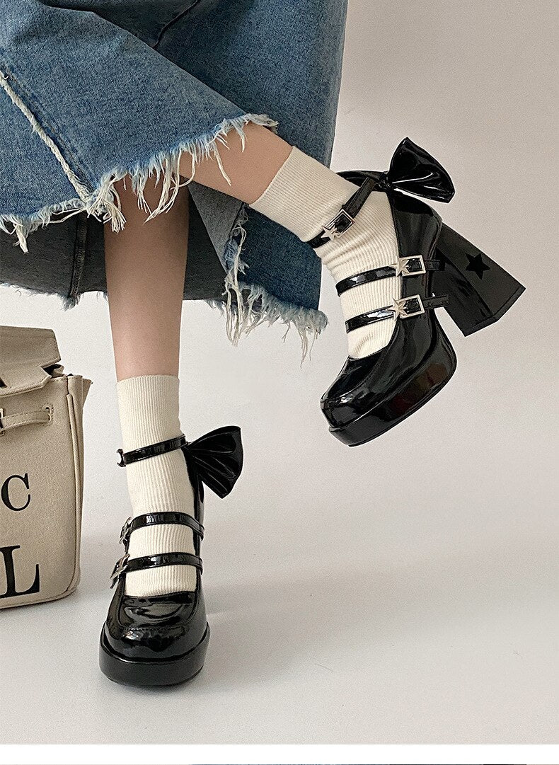 xiangtuibao Women's pumps New Versatile Square Head French Marijane Shoes platform heels women shoes black heels pumps women shoes