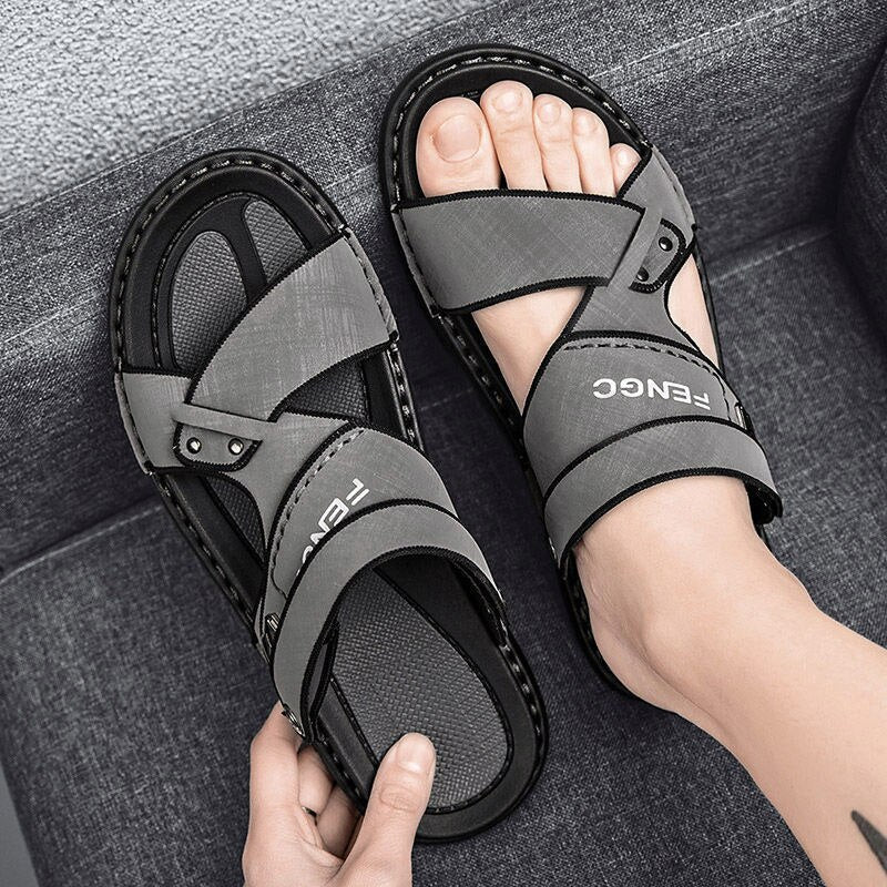 xiangtuibao sandals leather for men driving shoes beach Fashion Non Slip high quality Slippers casual outdoor Sandals leather