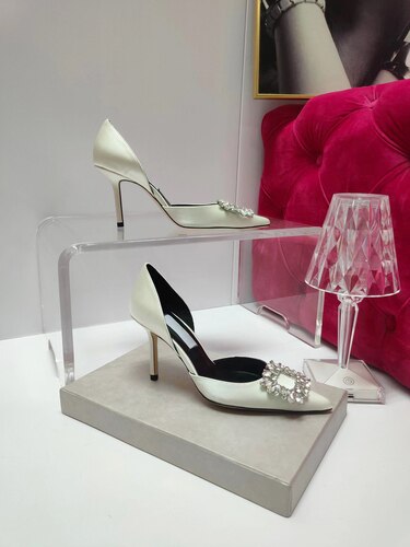xiangtuibao Summer Square Buckle Rhinestone High-heeled Women's Sandals Fashion Pointed Toe Stiletto Women's Wedding Shoes