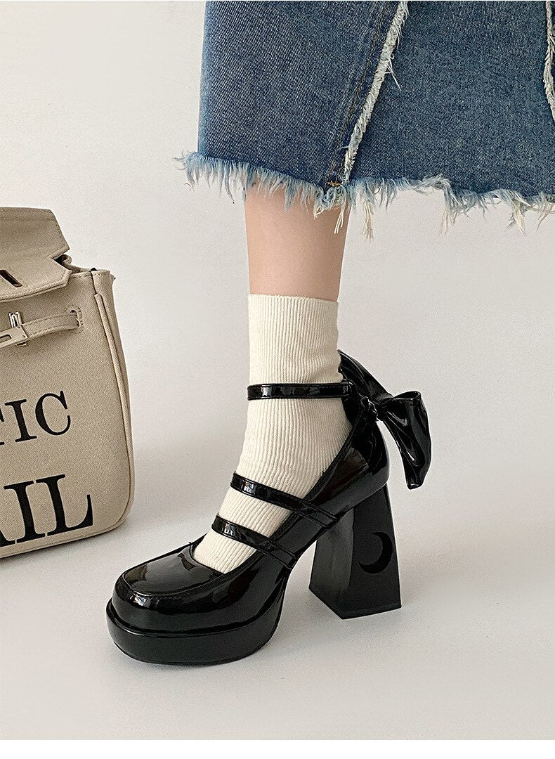 xiangtuibao Women's pumps New Versatile Square Head French Marijane Shoes platform heels women shoes black heels pumps women shoes