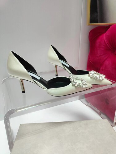xiangtuibao Summer Square Buckle Rhinestone High-heeled Women's Sandals Fashion Pointed Toe Stiletto Women's Wedding Shoes