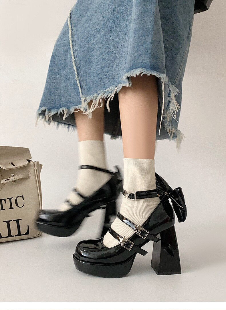xiangtuibao Women's pumps New Versatile Square Head French Marijane Shoes platform heels women shoes black heels pumps women shoes