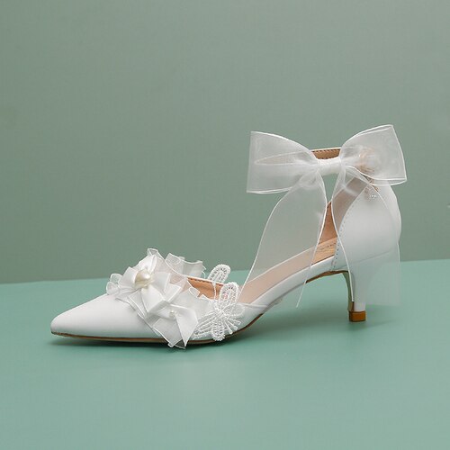 xiangtuibao Pointed Baotou Hollow Slotted Sweet Women's Shoes Chiffon Bowknot Removable Wrist Strap Bridesmaid High Heel Sandals