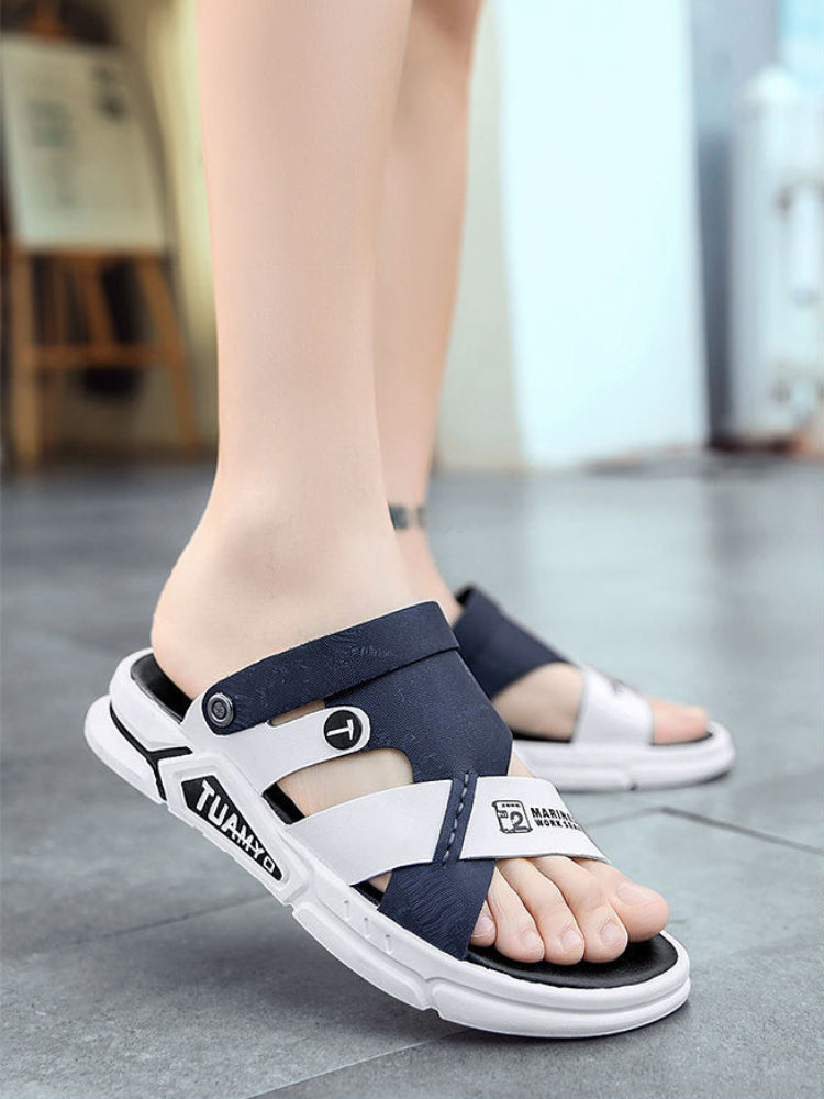 xiangtuibao Men Sandals leather new Summer fashion Beach Sandals luxury brand designer Casual Driving shoes Outside Slippers