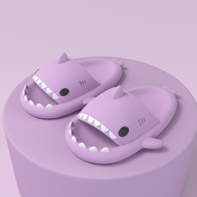 xiangtuibao Unisex Shark Slippers Women New Summer Home Flip Flops Men Non-Slip Solid Color Couple Outdoor Cool Indoor House Funny Slippers