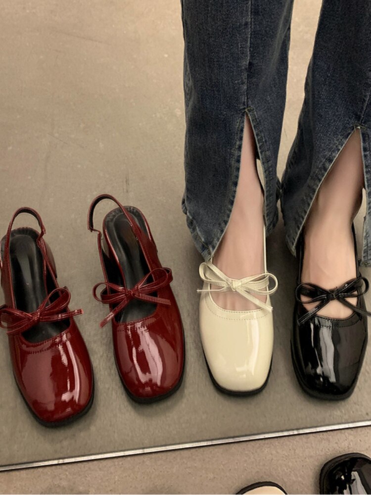Elegant Casual Woman for Shoes Sandals Bow Hollow Pure Color Fashion Shoes Summer Mary Janes Fashion Faity Sandals Design