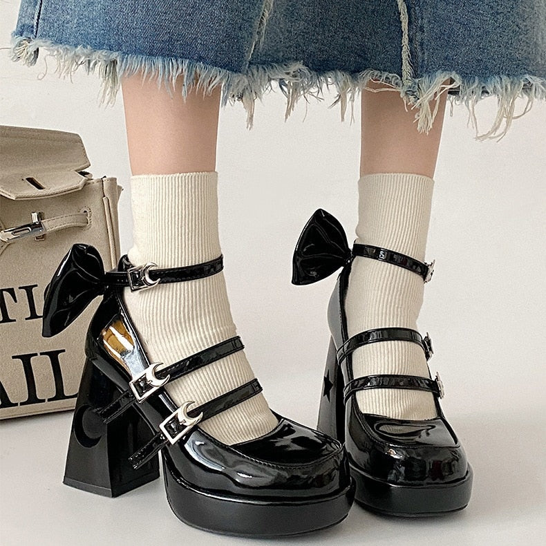 xiangtuibao Women's pumps New Versatile Square Head French Marijane Shoes platform heels women shoes black heels pumps women shoes
