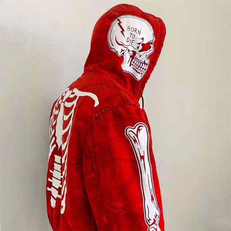 xiangtuibao Y2k Women Gothic zipper hoodie Sweatshirt women and men bulk items wholesale lots tops red couple trend Harajuku punk clothing