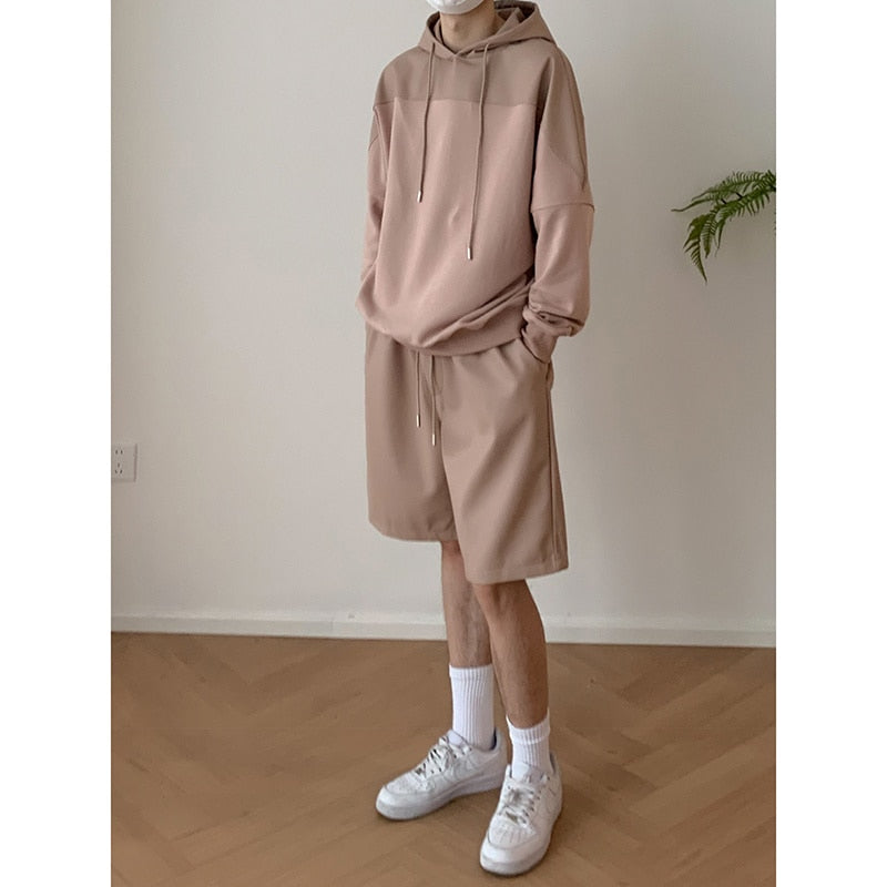 xiangtuibao Pink Black Leather Hoodies Men Fashion Oversized Hooded Sweatshirt Mens Streetwear Korean Loose Hip-hop Pullover Hoodie Men