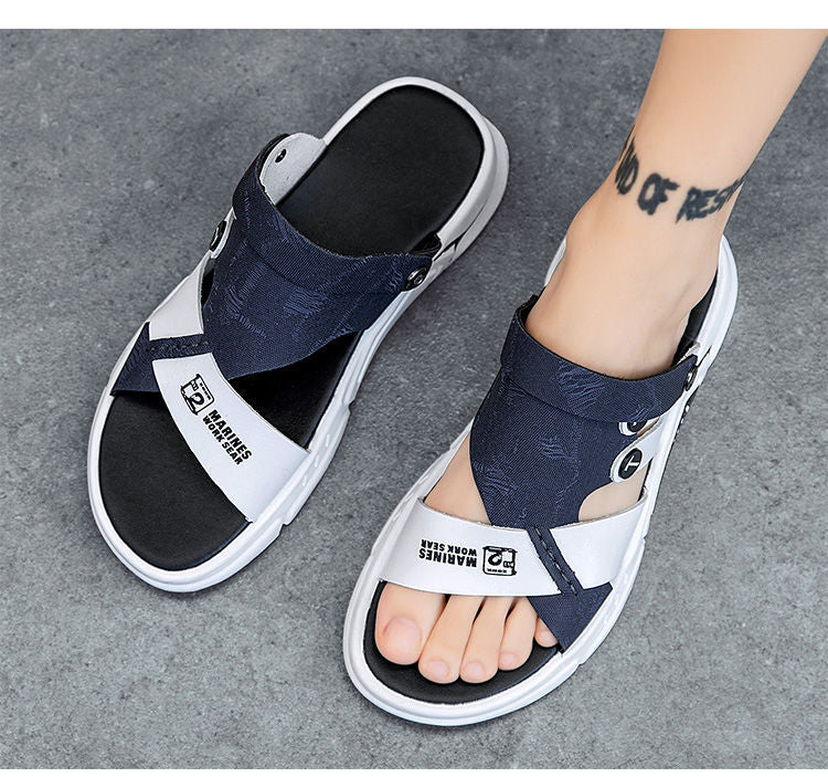 xiangtuibao Men Sandals leather new Summer fashion Beach Sandals luxury brand designer Casual Driving shoes Outside Slippers