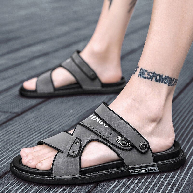 xiangtuibao sandals leather for men driving shoes beach Fashion Non Slip high quality Slippers casual outdoor Sandals leather