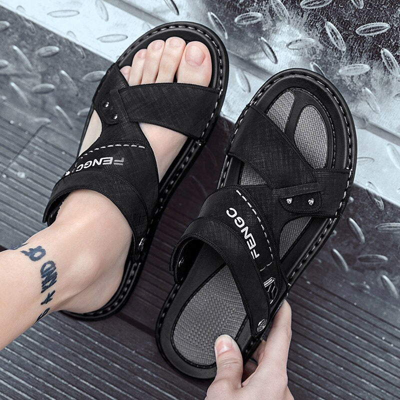 xiangtuibao sandals leather for men driving shoes beach Fashion Non Slip high quality Slippers casual outdoor Sandals leather