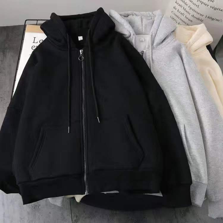xiangtuibao-New European and American pattern printing zipper hoodie men's Y2K street trend all-match Sweatshirts couple loose cardigan