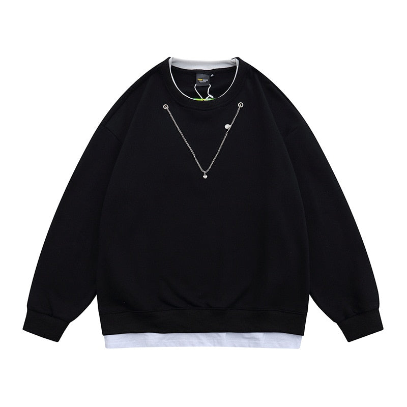 xiangtuibao Patchwork Sweatshirts Men Hip Hop Streetwear Casual Sweatshirt Pullover Male Tops Long Sleeve Black Oversize Japanese