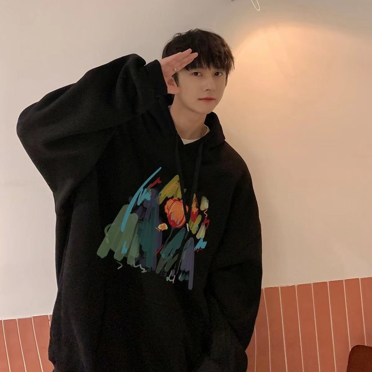 xiangtuibao-Men's 100% Cotton Hooded Hoodies Fashion Trend Sweatshirts Oversized Couple Clothes Pullover Thickened Plush Coats