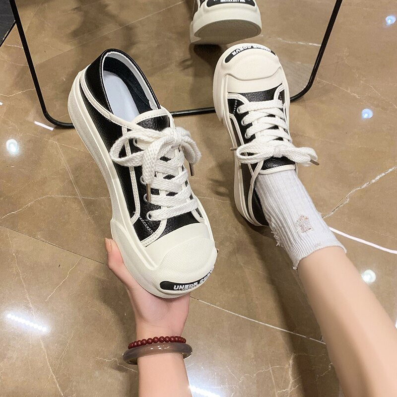 xiangtuibao Women Lace Up Platform Flats Sport Casual Shoes Spring Autumn New Fashion Sneakers Comfortable Non Slip Chaussures Femme