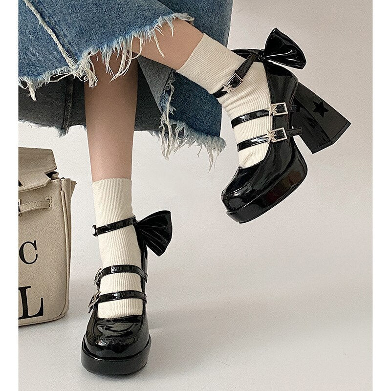 xiangtuibao Women's pumps New Versatile Square Head French Marijane Shoes platform heels women shoes black heels pumps women shoes
