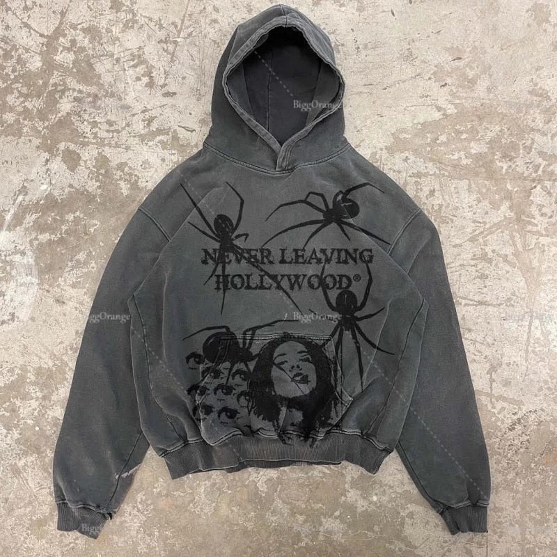 xiangtuibao Oversized Letter Print Streetwear High Quality Zip Hoodie Vintage High Street Sweatshirt Goth Harajuku Jacket Y2k Hoodies Men