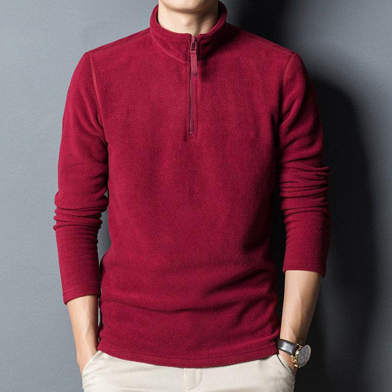 xiangtuibao Reversible Fleece Keep Warm Zipper Half Height Collar Solid Sporting Fashion Man Sweatshirt Pullover Grey Long Sleeve Male Coat