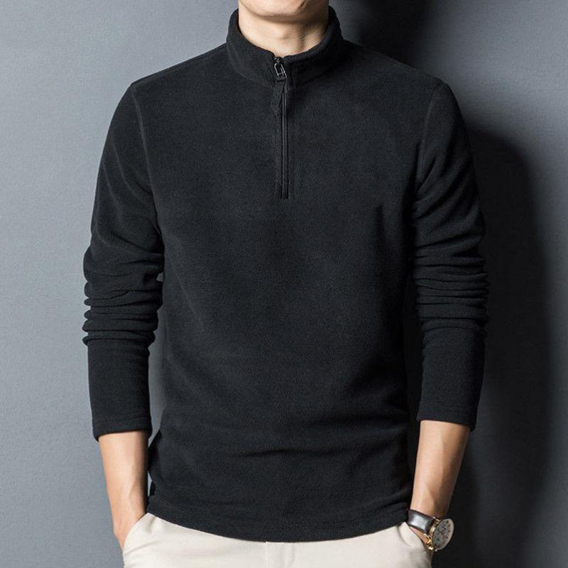 xiangtuibao Reversible Fleece Keep Warm Zipper Half Height Collar Solid Sporting Fashion Man Sweatshirt Pullover Grey Long Sleeve Male Coat