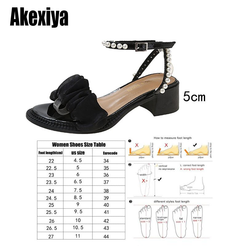 xiangtuibao Sandals White bow Pearl Rhinestone Bow Ribbon Sweety Princess Style Lower Square Heels Short Fat Heels